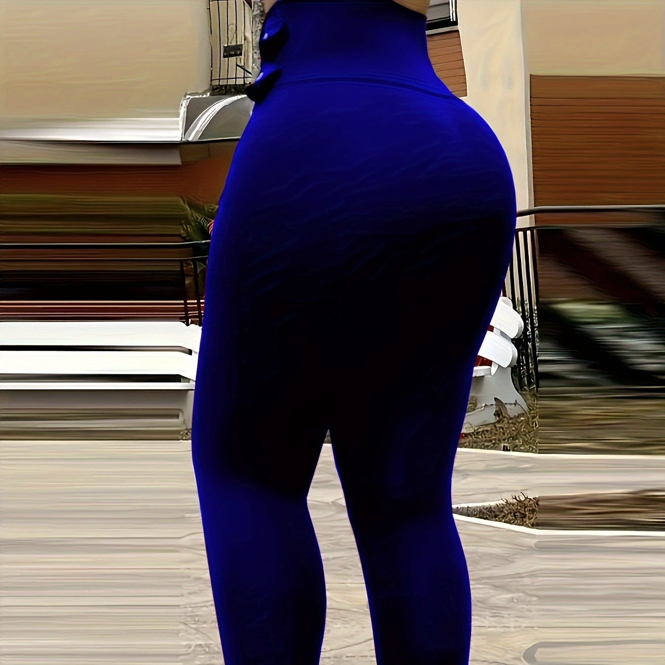 Solid Color Buckle High Waisted Pants
