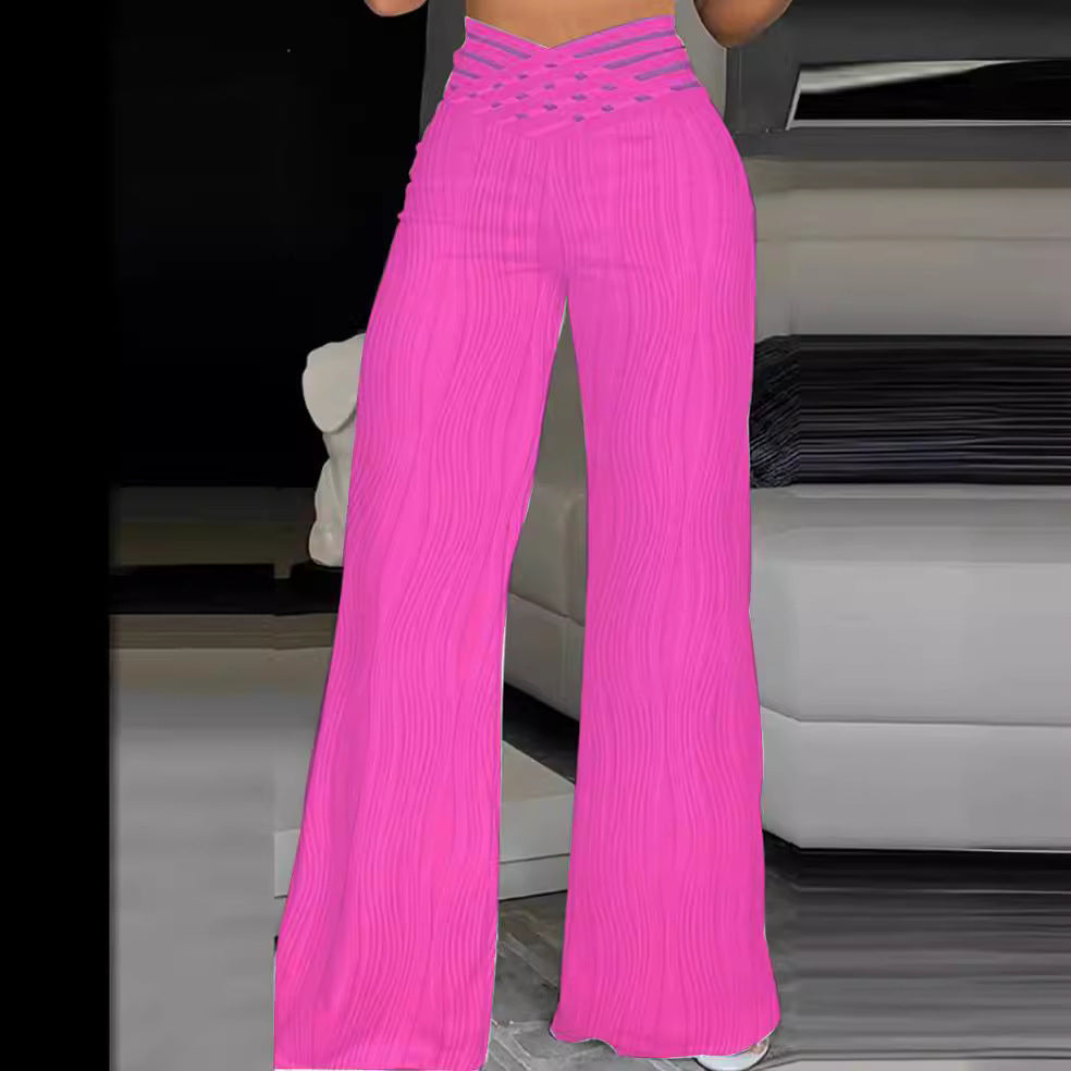 Jacquard Stretch Fabric Bootcut Pants