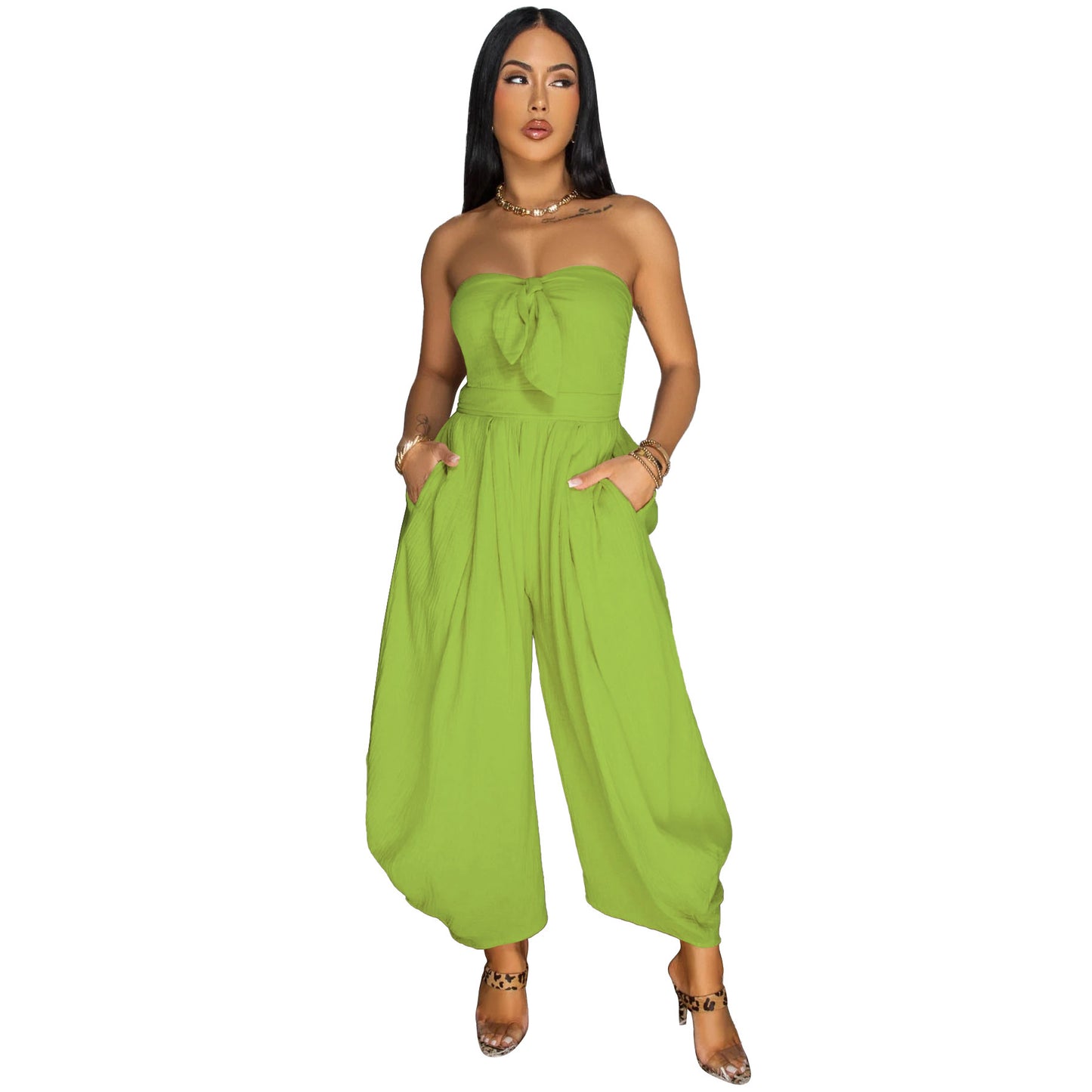 Women's Chest Wrap Solid Color Romper