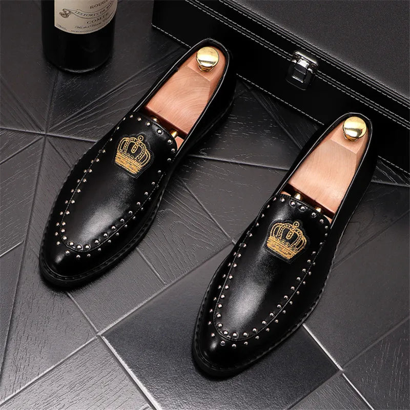 Luxury Royal Style Crown Pattern Loafers
