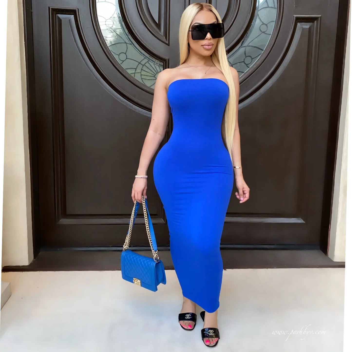 sexy sleeveless chest wrapped Long Beach Dress