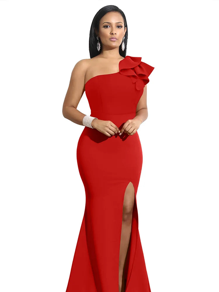 One-Shoulder Split Sexy sleeveless Dress
