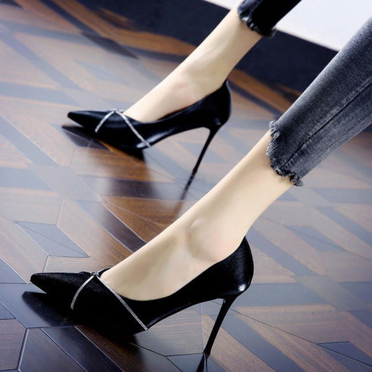 Women's Rhinestone Pointed High Heels