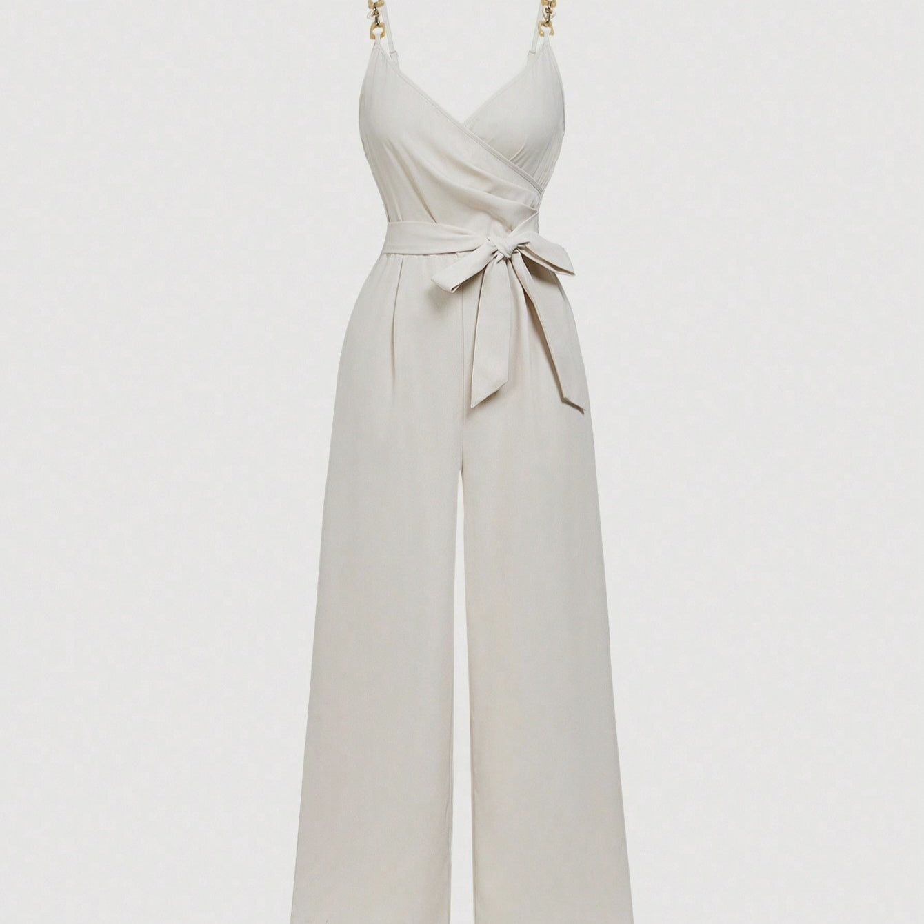Elegant V-neck  Buckle Shoulder Strap Romper