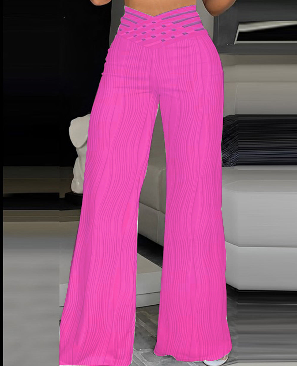Jacquard Stretch Fabric Bootcut Pants