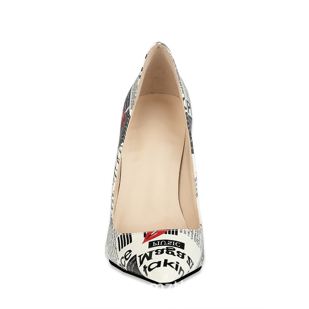 Graffiti Fashion Pointed Toe Stiletto Heels