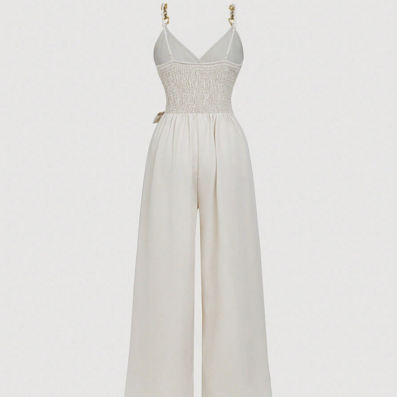 Elegant V-neck  Buckle Shoulder Strap Romper