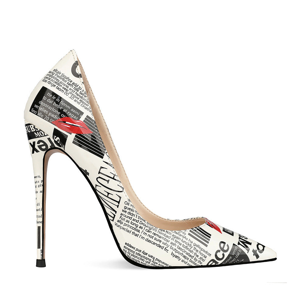 Graffiti Fashion Pointed Toe Stiletto Heels