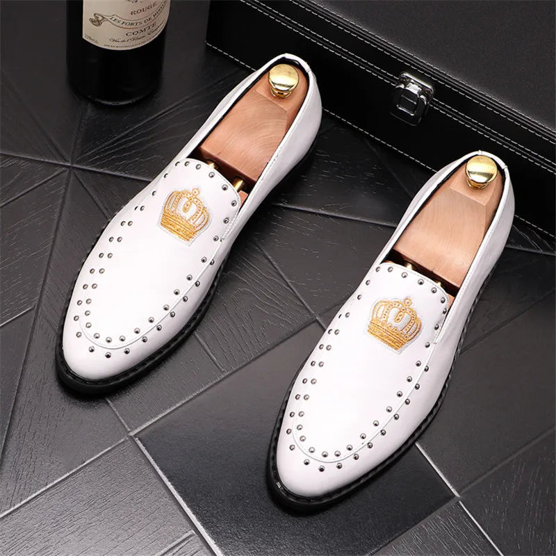 Luxury Royal Style Crown Pattern  Loafers