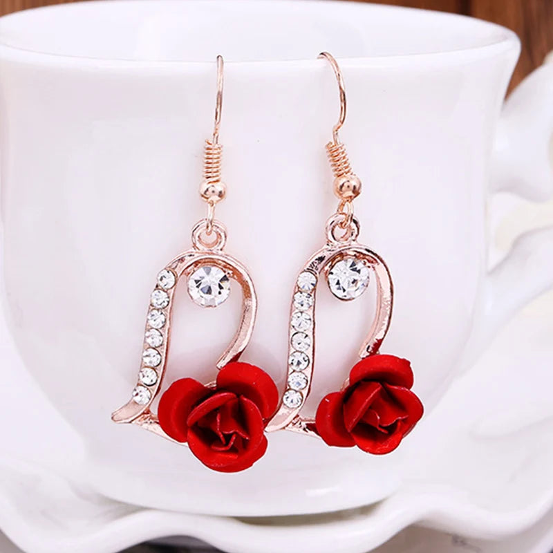 Red Rose Fashion Drop Earrings