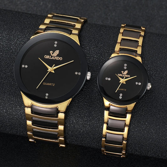 1/2PCS Couple's Fashion Watches Stainless Steel