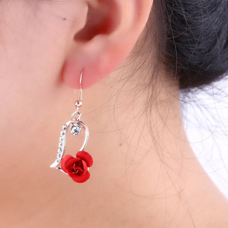 Red Rose Fashion Drop Earrings