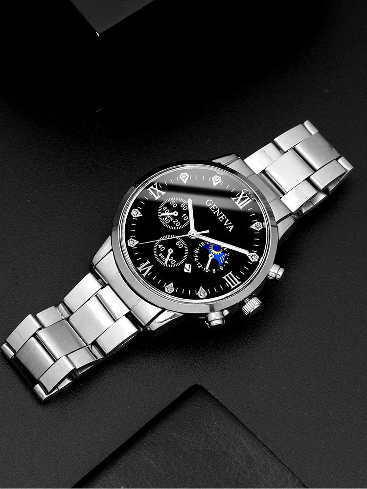 4pcs Fashion Versatile Couple Watch+Couple Necklace