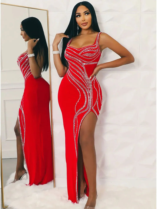 Sexy Glam Leg Split Long Maxi Dress