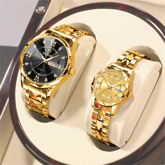 2pcs/set Couples Fashion Stainless Steel  Watches
