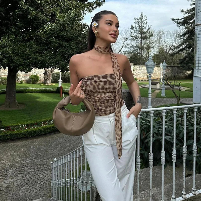 Leopard Print Top with Bandeau