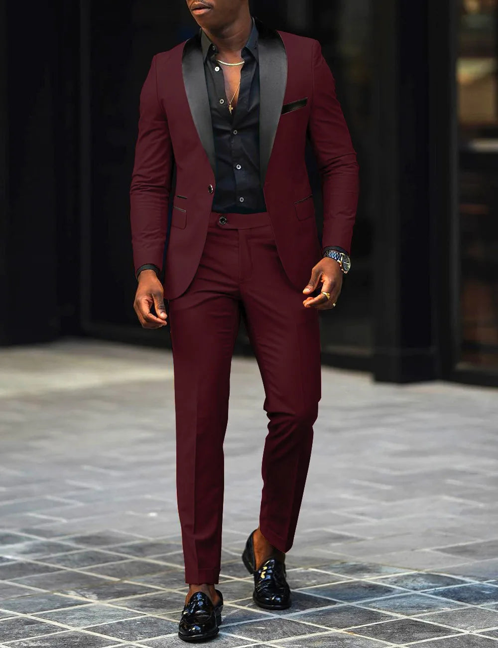 Men's New Fashion Two-piece, Slim-fit Side Slit Single-button Suit Jacket+trousers