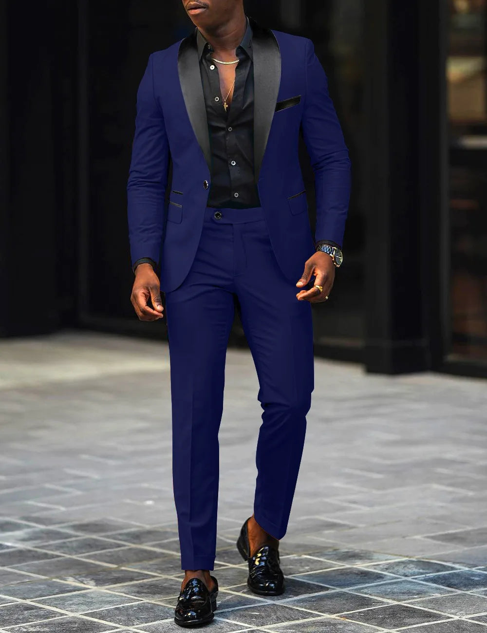 Men's New Fashion Two-piece, Slim-fit Side Slit Single-button Suit Jacket+trousers