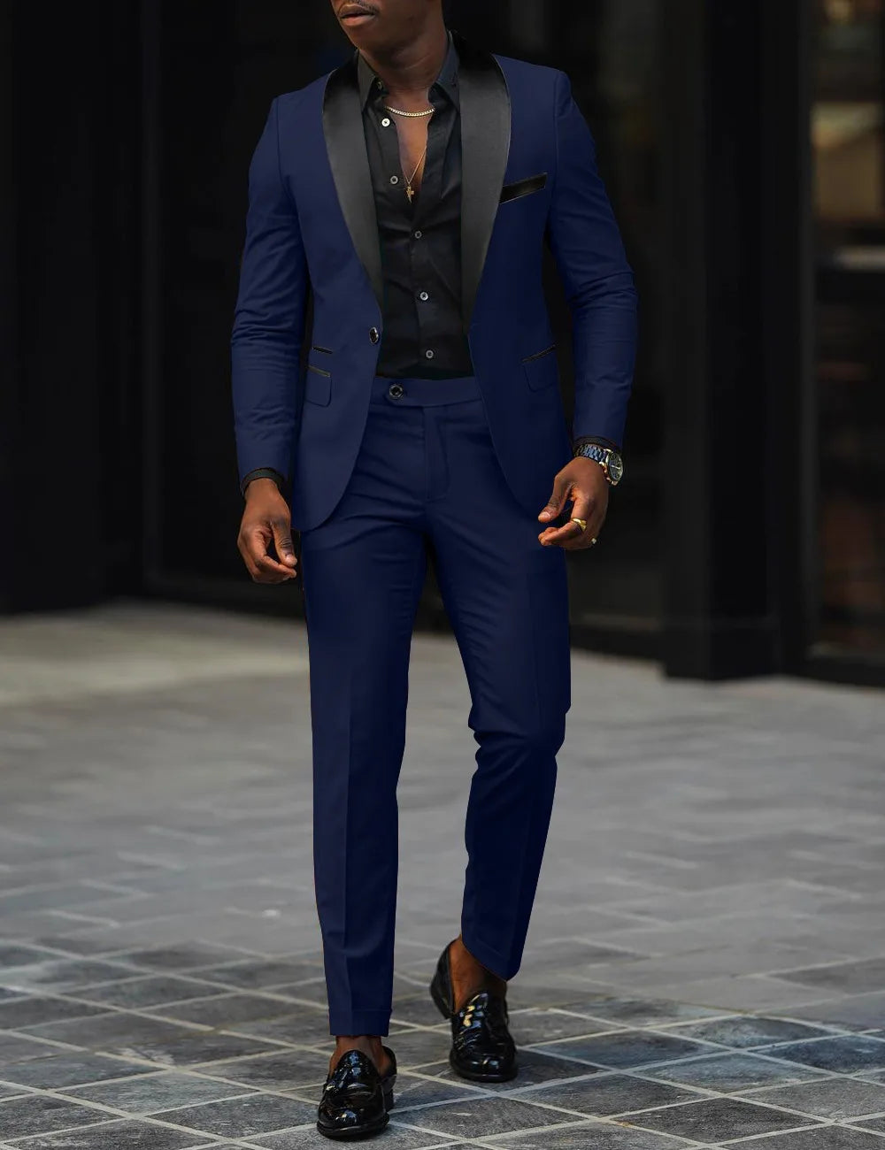 Men's New Fashion Two-piece, Slim-fit Side Slit Single-button Suit Jacket+trousers