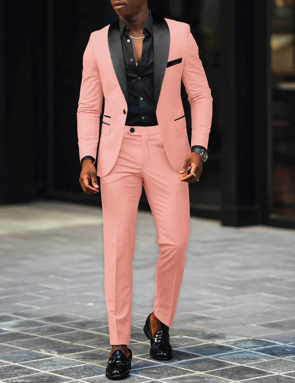 Men's New Fashion Two-piece, Slim-fit Side Slit Single-button Suit Jacket+trousers
