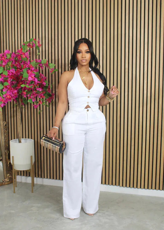 Elegant Two-Piece Vest Top and Pants Set
