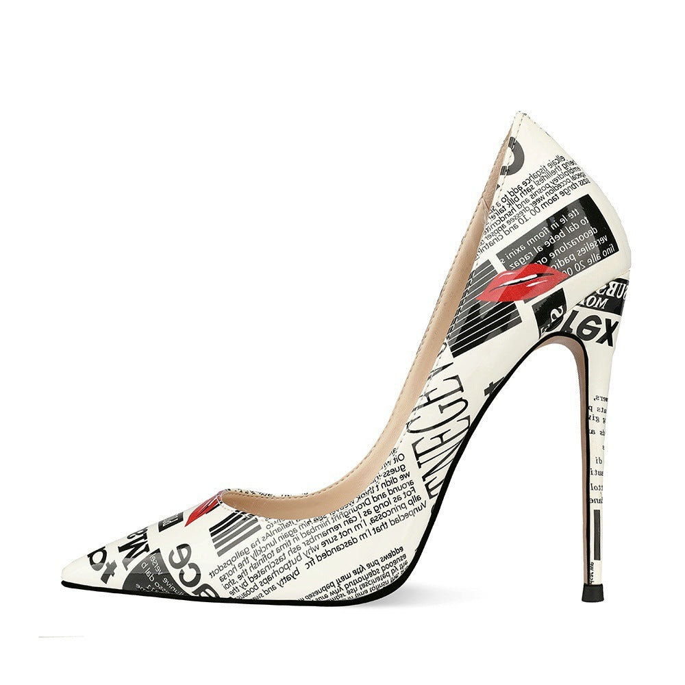 Graffiti Fashion Pointed Toe Stiletto Heels