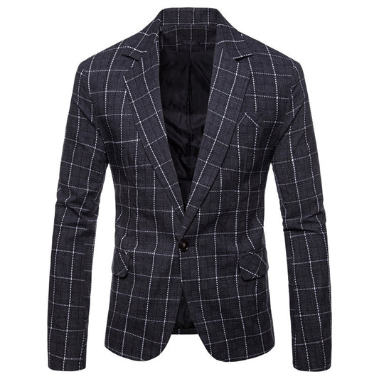 Men's Fashionable Casual Plaid Suit Coat